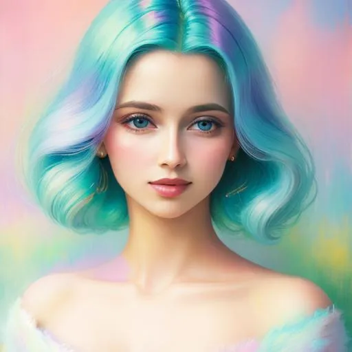 Prompt: an etherial woman in pastels