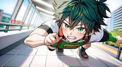 Prompt: my hero academia deku male boy full cowling full one for all 100% punch