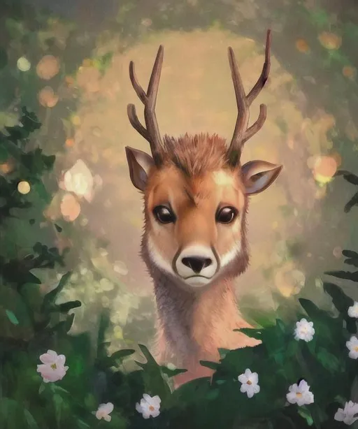 Prompt: face of deer 