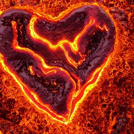 Prompt: heart organ made from molten lava 