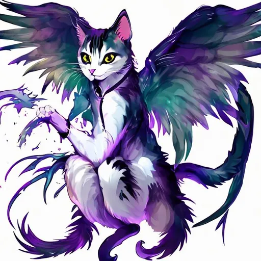 Prompt: Cat mixed with wings anime