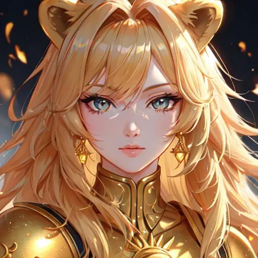 Prompt: Leo  The Lion zodiac as a 
female human, 8k, UHD,  highly detailed, close up