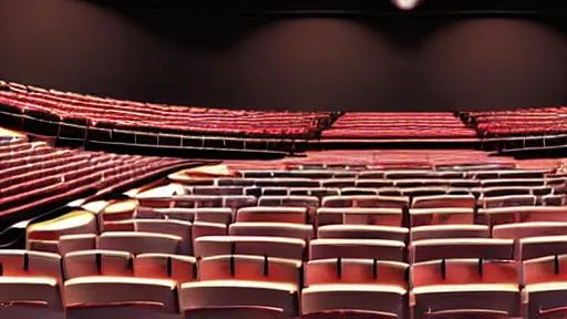 Prompt: A theatre auditorium looking at the stage in the style of a photograph