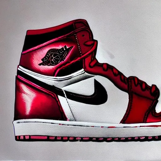 Prompt: high quality, 8k. super detailed, hyper realistic portrait of a pair of jordan 1