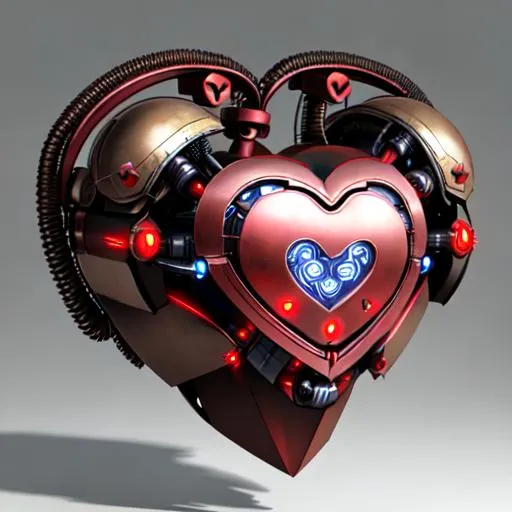 Prompt: Metal heart of iron robot, best quality, masterpiece, mechanical heart, robotics, realistic heart