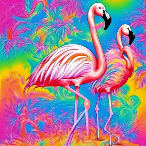 Prompt: Flamingo in the style of Lisa frank