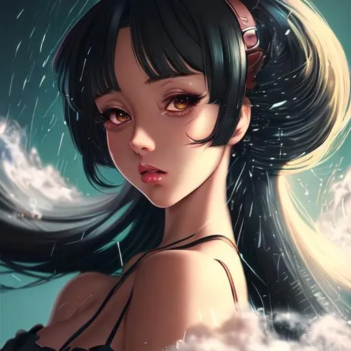 Prompt: anime character, background digital painting, digital illustration, extreme detail, digital art, ultra hd, vintage photography, beautiful, aesthetic, style, hd photography, hyperrealism, extreme long shot, telephoto lens, motion blur, wide angle lens, sweet, blissful, wonderful, innocent, hot, seductive black girl, amazing quality, beautiful