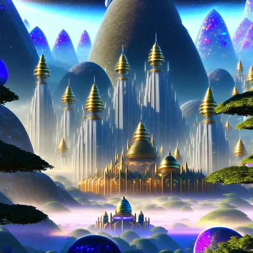 Prompt: Mystical Kingdom of Shambala, heaven inside the centre of the Earth, dominated by futuristic and  sci-fi style of architecture {ultra-detailed Sci-Fi temples, exquisite palaces and buildings, space craft, opal made, Crystal Spheres, HQ, futuristic style} high tech design, high-detailed and hyper-detailed landscape and background, digital art, award winning image composition, professional photography,
Ultra HD 1024K, HDR Octane 3D blender, Unreal Engine 5, CryEngine, Behance 4D Cinema, clarity, harmony, order, proportions, rhythm, axis, hierarchy, symmetry.