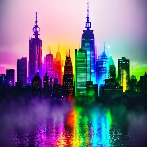 Prompt: Skyline cologne, rainy day,  colone pride, rainbow colors, Hyperrealistic, splash art, concept art, mid shot, intricately detailed, color depth, dramatic, side light, colorful background, detailed matte painting, deep color, fantastical, intricate detail, splash screen, complementary colors, fantasy concept art, 8k resolution