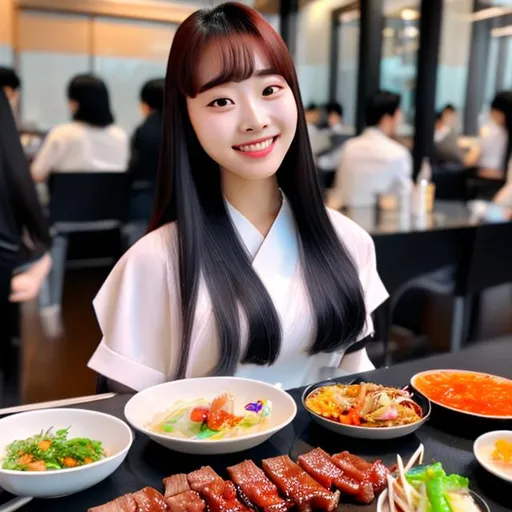 Prompt: Chuu enjoys korean bbq