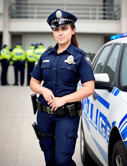 beautiful, female police officer, full body, Cute face