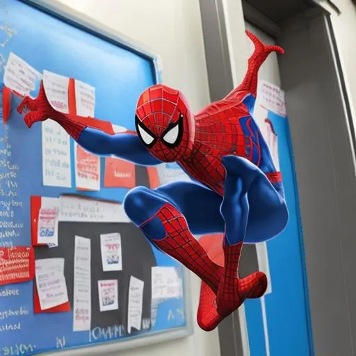 Prompt: spiderman goes to school
