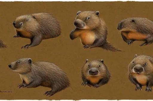 Prompt: Digital art of a cute beaver, by Larry Elmore, by  Justin Gerard, concept sheet