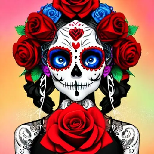 Day of the dead style sugar skull ,symetrical, brill...