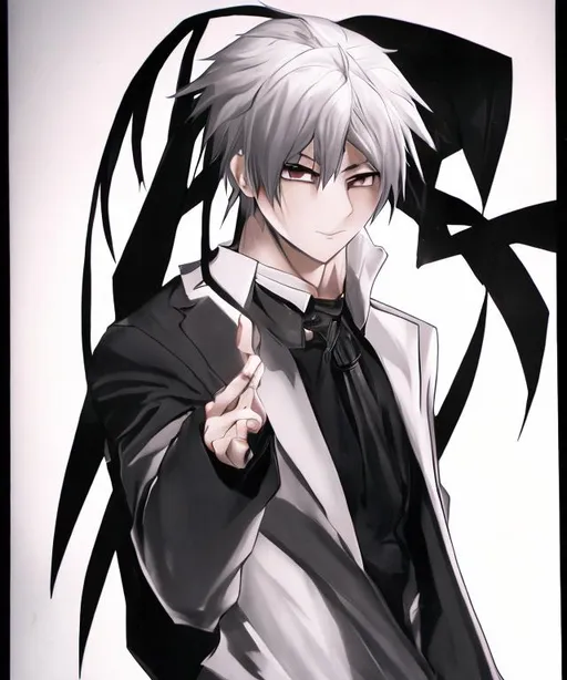 Prompt:  Evil male character of Anime with black in background
