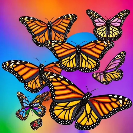 Monarch butterfly diorama in the style of Lisa frank OpenArt