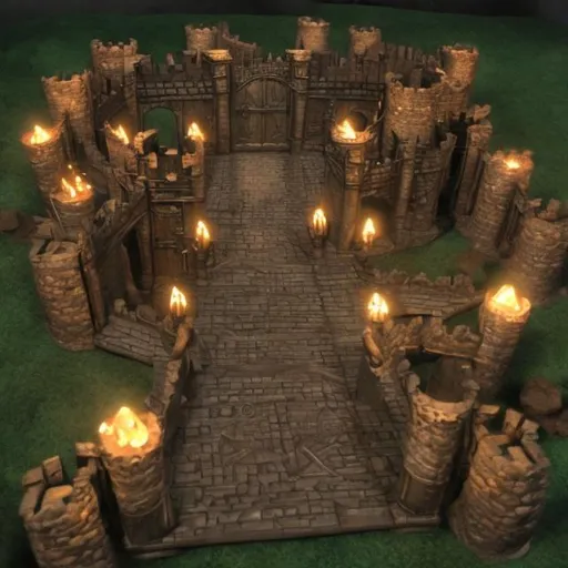 Prompt: An epic castle gate for dungeons and dragons combat