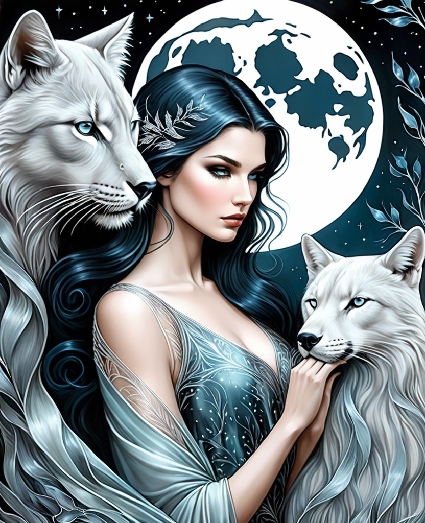 She is a mysterious Lady of the moonlight night surr...