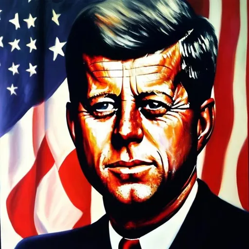 Prompt: An oil canvas painting of JFK