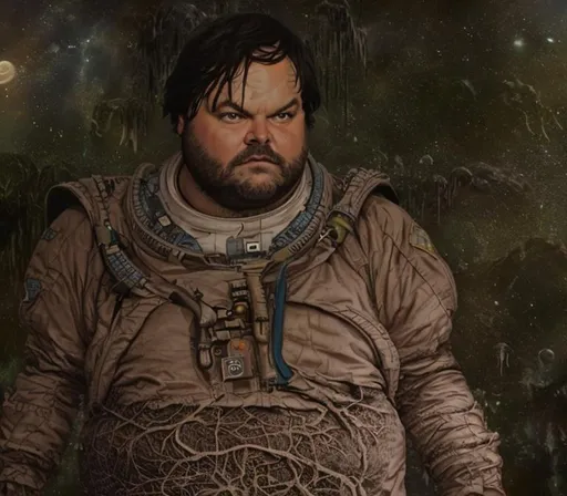 Prompt: swamp planet jack black astronaut 