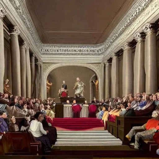 Prompt: speech  in modern roman senate