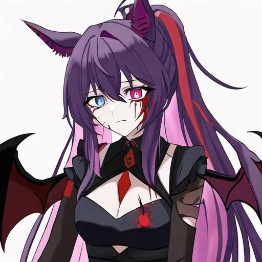 cute preppy anime girl with bat wings, anime pfp, hd