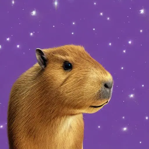 Prompt: A capybara in space purple
