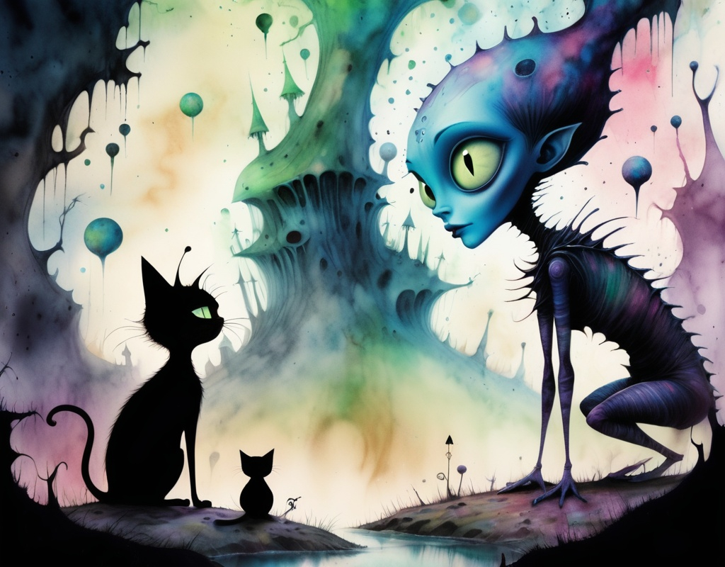 Tim Burton animation style. welcoming atmosphere. A...