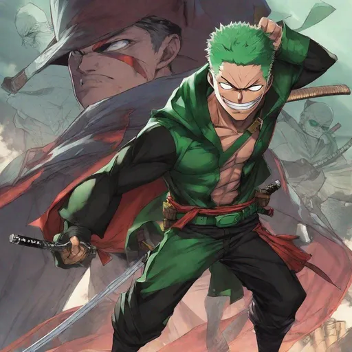 Prompt: Zoro and damian wayne combined 