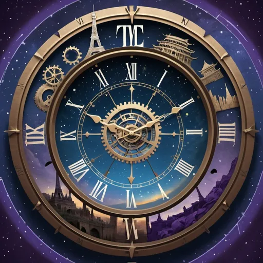 Prompt: "Create a front cover for a book titled 'Time Travel for Beginners'. The background should feature a starry night sky fading into a swirling vortex at the center, representing a wormhole. The vortex should be bright with shades of blue, purple, and white, giving a sense of movement and depth. In the center, place a futuristic clock with spinning hands, surrounded by gears and digital elements to symbolize the merging of time and technology. On either side of the vortex, include silhouettes of famous historical landmarks like the pyramids, the Eiffel Tower, and the Great Wall of China, as well as futuristic cityscapes. The title 'Time Traveling for Beginners' should be in a bold, metallic font at the top center, with the subtitle 'A Comprehensive Guide to Exploring the Past, Present, and Future' just below it in a slightly smaller, elegant font. The author's name should be at the bottom in a readable, stylish font."
