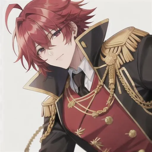 Prompt: Zerif (Red half-shaved hair covering his right eye) 4k, wearing a royal uniform