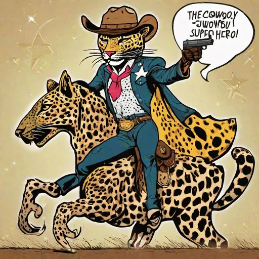 Prompt: Leopard The Cowboy Super Hero