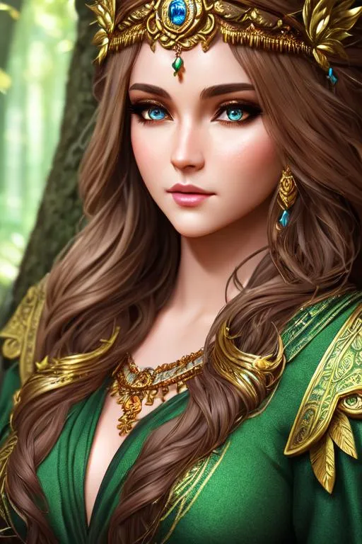 Prompt: Goddess of forest,extremely realistic, hyperdetailed, pretty girl, RPG, D&D, highly detailed face, highly detailed eyes, full body, whole body visible, full character visible, soft lighting, high definition, ultra realistic, unreal engine 5, 8K, digital art