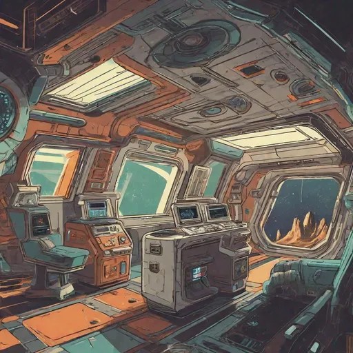 Prompt: retro sci-fi space habitat
