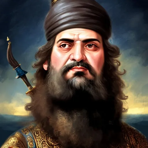 Prompt: Draw me Turkish Shah Ismail, who lived on the throne in the 16th century.