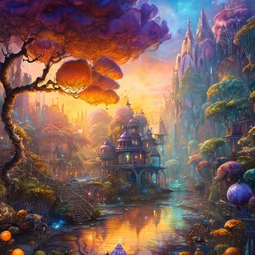 Prompt: watercolor, wet on wet, {{beautiful orange and yellow cotton candy tree in a mountain}} {highest quality concept art}, orange tones sunset in a spring background, steampunk style of Josephine wall and Daniel Merriam,
hyper realists, matte painting,  128k UHD HDR HD, professional long shot photography, unreal engine octane render trending on artstation