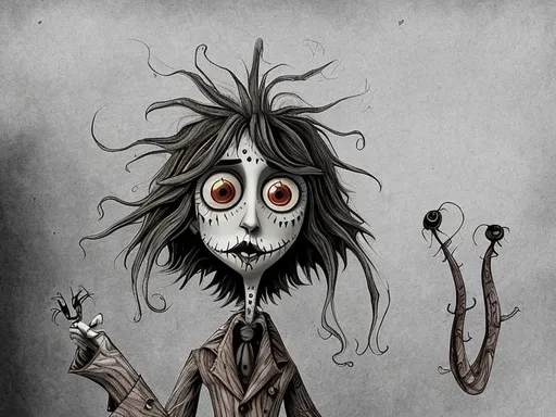 Prompt: character in the style of Tim burton