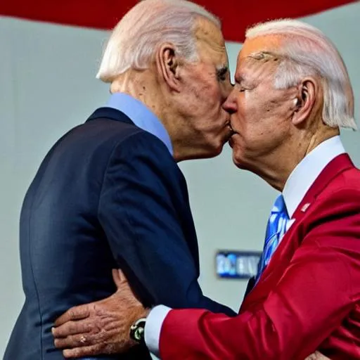Prompt: Joe biden kissing joe biden