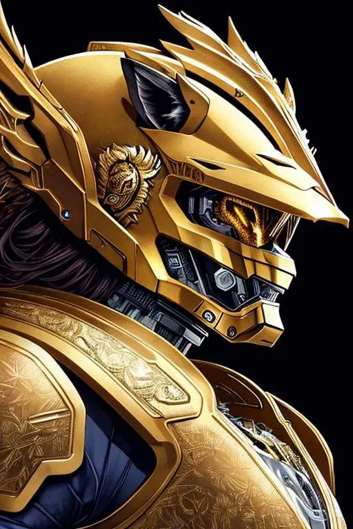 Prompt: Poster art, high-quality high-detail highly-detailed breathtaking hero ((by Aleksi Briclot and Stanley Artgerm Lau)) - ((a lion)),  highly detailed female lion mech suit, 8k black and gold helmet, battle damaged,  highly detailed lion helmet, add some silver, glowing chest emblem ,carbon fibre helmet, lion mech armor, lion head, detailed fur, detailed carbon fibre mech suit, full body, black futuristic mech armor, wearing mech armour suit, 8k,  full form, detailed forest wilderness setting, full form, epic, 8k HD, ice, sharp focus, ultra realistic clarity. Hyper realistic, Detailed face, portrait, realistic, close to perfection, more black in the armour, full body, high quality cell shaded illustration, ((full body)), dynamic pose, perfect anatomy, centered, freedom, soul, Black short hair, approach to perfection, cell shading, 8k , cinematic dramatic atmosphere, watercolor painting, global illumination, detailed and intricate environment, artstation, concept art, fluid and sharp focus, volumetric lighting, cinematic lighting, 
