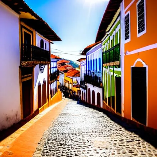 Prompt: Ouro Preto city streets.