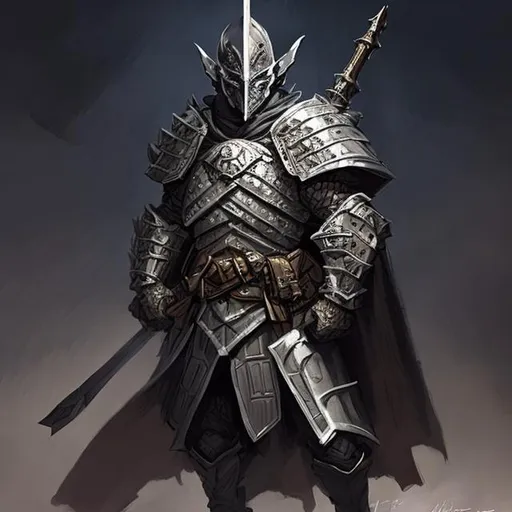 Prompt: A menacing armored dnd character