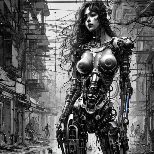 Prompt:  “Beautiful Alluring Mechatronic Cyborg Woman”, a negative black and white speedpaint colorized trending masterpiece by Alva Bernadine, Apollonia Saintclair, Wadim Kashin, Ismail Inceoglu, Robert McGinnis, Unreal Engine 5, horror, heartbreaking work of staggering genius, amazing composition, subtractive lighting, dynamic perspective, masterpiece, 8k resolution