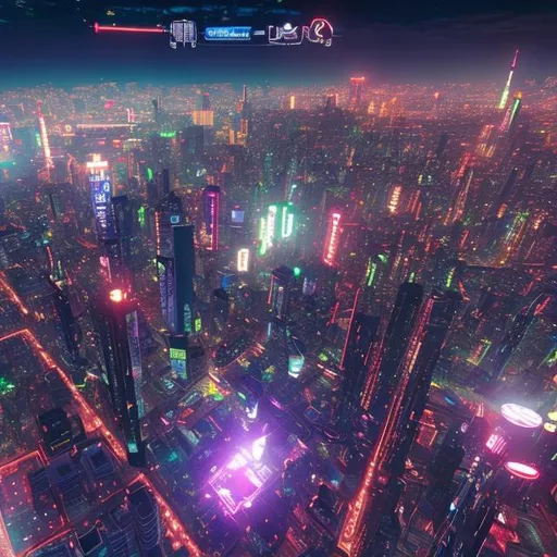 Prompt: A picture of Neon Tokyo from a skydiver perspective hyperrealistic unreal engine