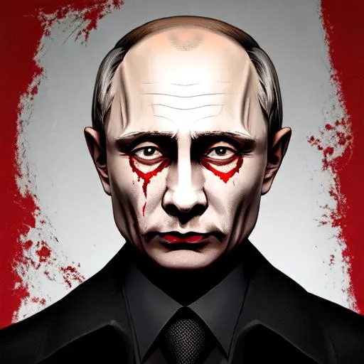 Prompt: the dead bloody head of Vladimir Putin