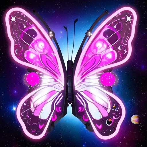 Prompt: giant space pink glowing butterfly 