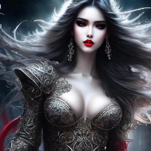 Prompt: splash art, by Luis Royo, hyper detailed perfect face,

beautiful kpop idol, diablo succubus, full body, long legs, perfect body,

high-resolution cute face, perfect proportions, smiling, intricate hyperdetailed hair, light makeup, sparkling, highly detailed, intricate hyperdetailed shining red eyes,  red lips

Elegant, ethereal, graceful,

HDR, UHD, high res, 64k, cinematic lighting, special effects, hd octane render, professional photograph, studio lighting, trending on artstation

