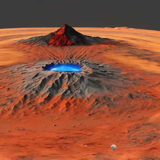 Prompt: create a valcano showing mars planet
