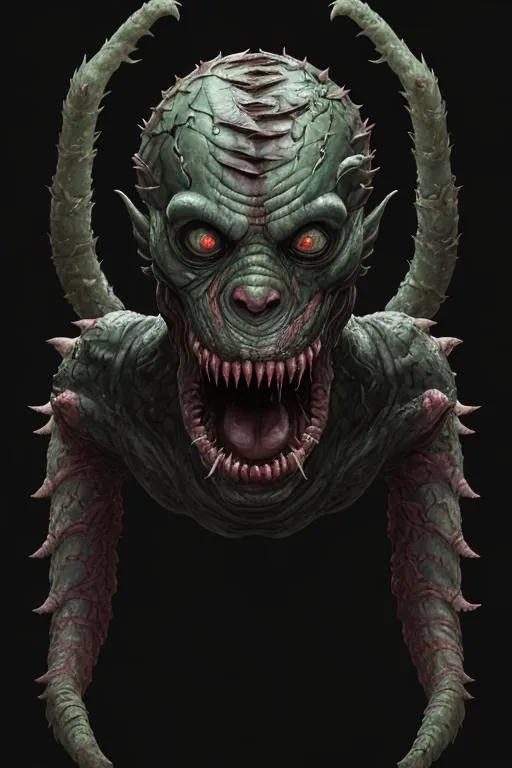 Prompt: The resulting creatures are aggressive, and will attack any uninfected human and animals on sight, demogorgon anatomy monster, scary machine monster, the Last of us infected, Thing Monster, half face the human, half face the creature, slime secret, mucus secretion, nightmare, saliva between the teeth, monstrum, Conjoined, fused, tendons, trotters, remnants of fur, scary, haunted, radioactive mutation, wet and glistening, glossy, deformed, distorted, warped, a failed experiment, the small remnants of a deformed human being, aggressive, angry, jelly, dew, lower jaw was torn off 