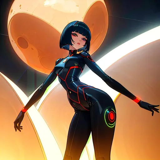 Prompt: a lonely Martian AI girl, alluring, very tall, thick thighs, wide hips, huge glutes, long legs, slender waist, big beautiful eyes, disturbingly beautiful face, aloof expression, bob haircut with bangs, wearing Martian fashion clothes, haute couture, God-quality, Godly detail, hyper photorealistic, realistic lighting, realistic shadows, detailed lighting, detailed shadows, realistic textures, 36K resolution, 12K raytracing, hyper-professional, impossible quality, impossible resolution, impossibly detailed, hyper output, perfect continuity, anatomically correct, no restrictions, realistic reflections