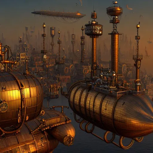Prompt: steampunk airship city rystylake 8k HDDR